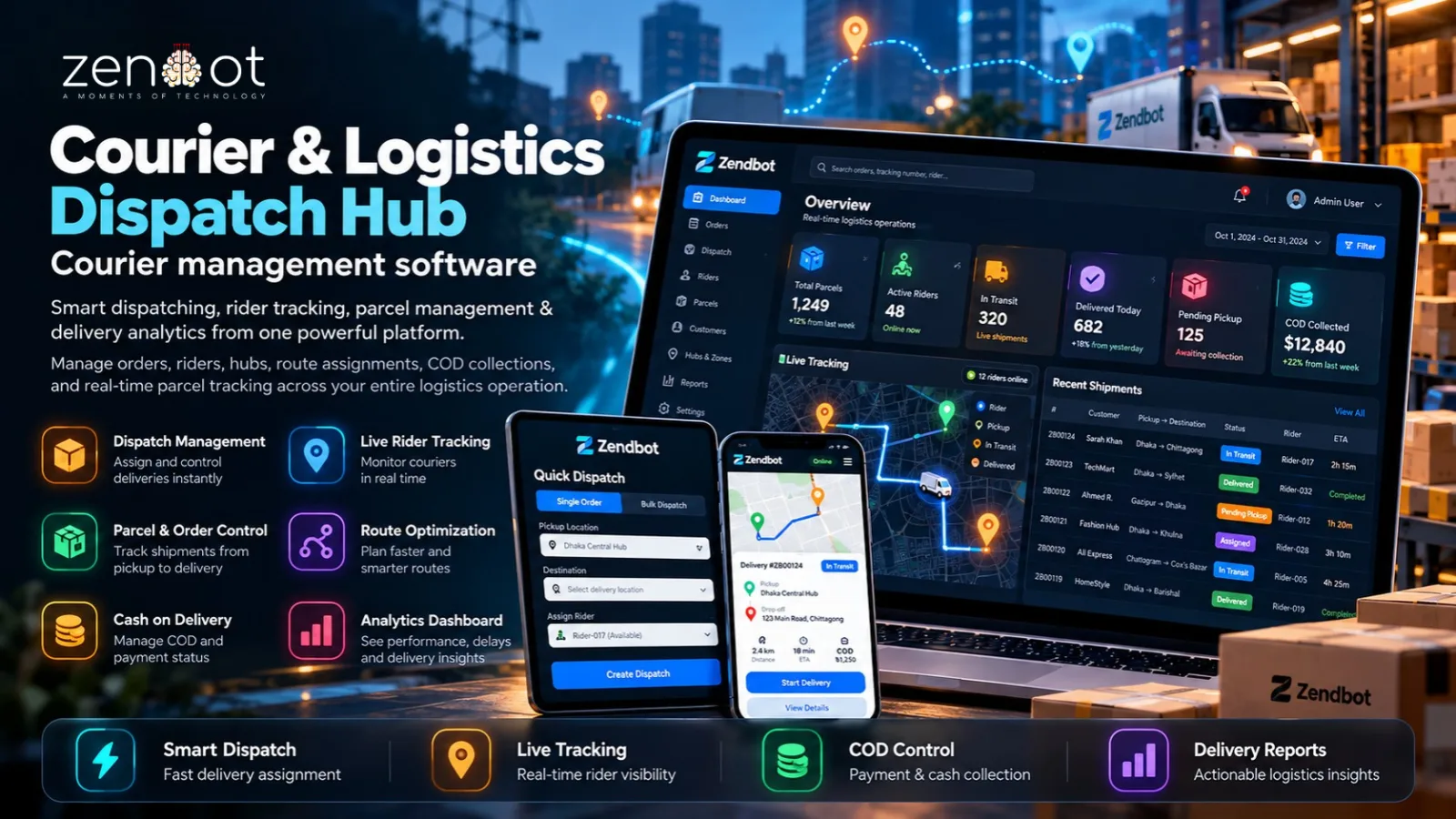 Zendbot Courier & Logistics Dispatch Hub