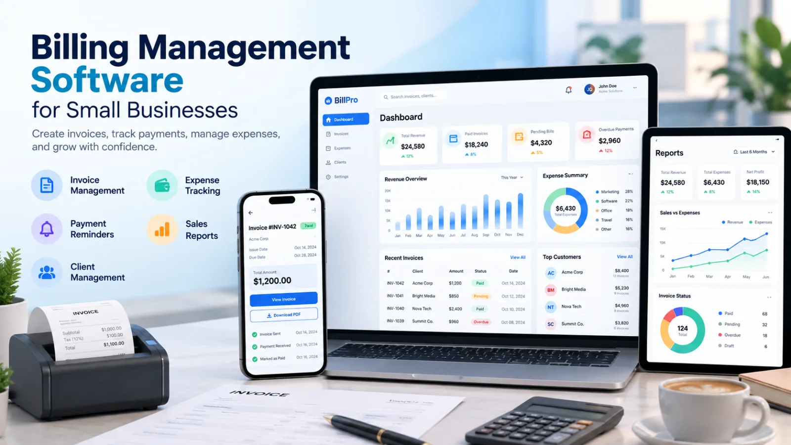Smart Billing Management Software for Small Businesses - billing management software for small business software dashboard