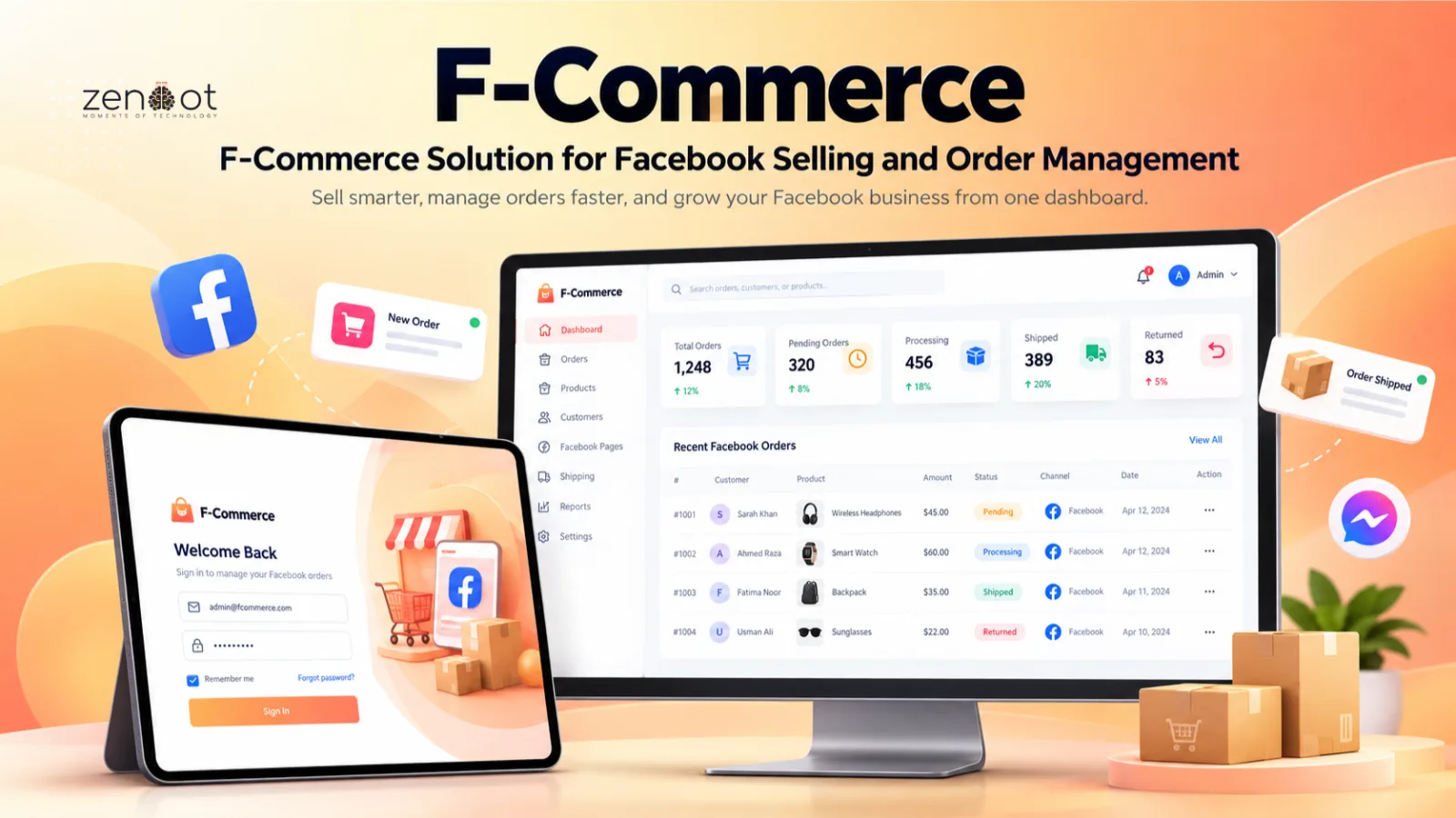 F-Commerce Solution – The Ultimate Facebook Selling & Management System - laravel ecommerce software solution software dashboard